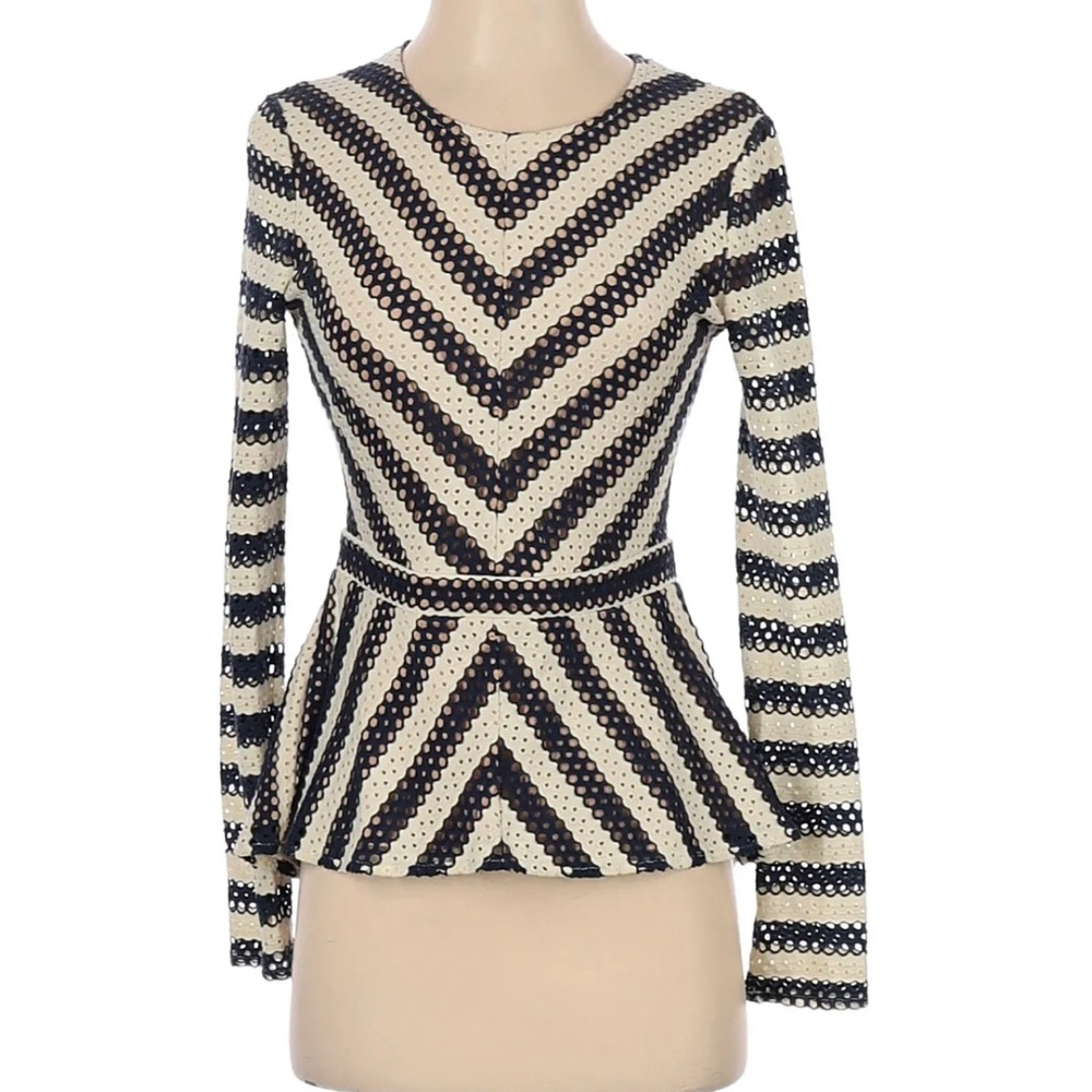 BCBGMAXAZRIA Women Ivory Long Sleeve Blouse L